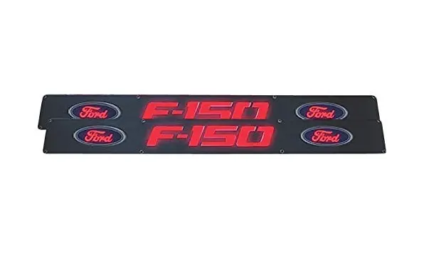 2009–2014 Ford F-150 Black Billet Aluminum Door Sills With Red El Illumination (Pair) 1