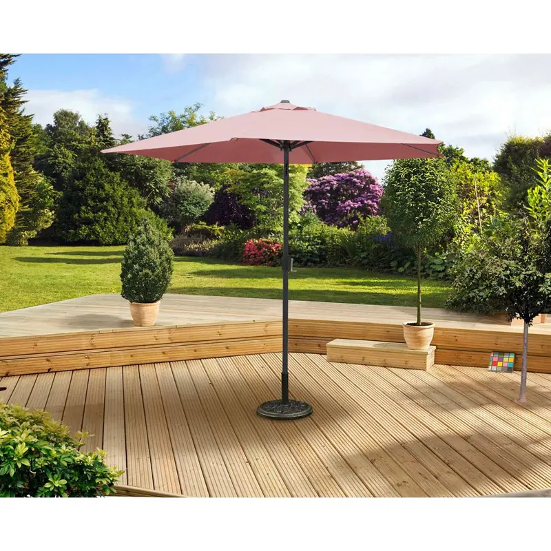 3-Metre Aluminium Parasol – Coral Hue With Crank & Tilt Mechanism 1