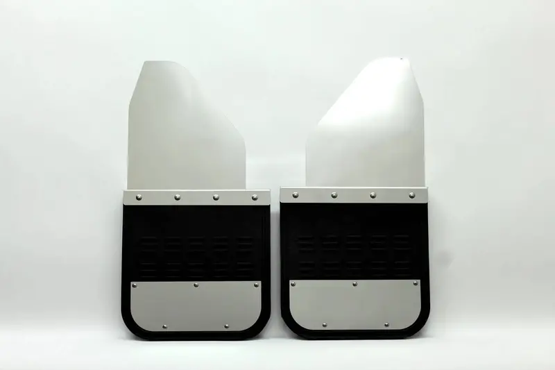 Air Hawk Offset Mud Flaps – 14" X 14", 2" Offset Design With Stainless Steel Mounting Plates (Model Offset-14-Ss) 1