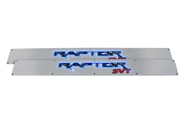 Billet Aluminum Blue El-Illuminated Door Sills For 2010–2014 Ford F-150 Raptor – Pair 1