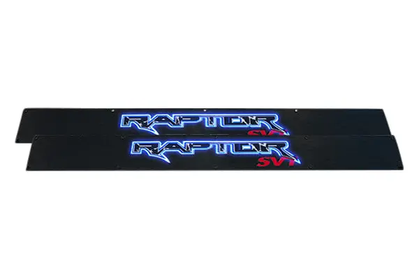 Black Billet Aluminum Blue El-Illuminated Door Sills For 2010–2014 Ford F-150 Raptor – Pair 1