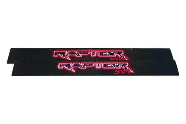 Black Billet Aluminum Red El-Illuminated Door Sills For 2010–2014 Ford F-150 Raptor – Pair 1