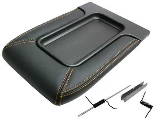 Black Center Console Lid With Gold Stitching For 1999–2006 Chevrolet Silverado, Gmc Sierra, Avalanche, Suburban, Tahoe, And Yukon 1