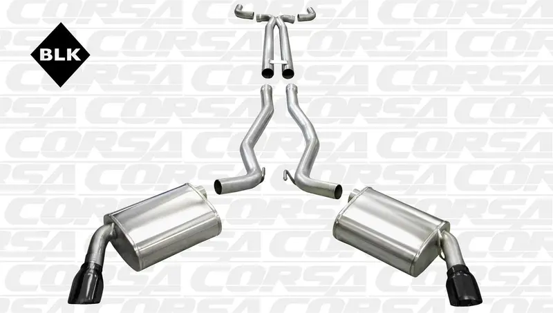 Corsa Sport Cat-Back + X-Pipe Exhaust – Black Finish For 2010–2015 Chevrolet Camaro Ss 6.2L V8 (Manual, Excludes 1Le Package) 1