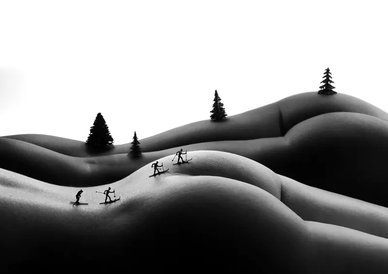 Cross-Country Skiers Landscape Illustration 1