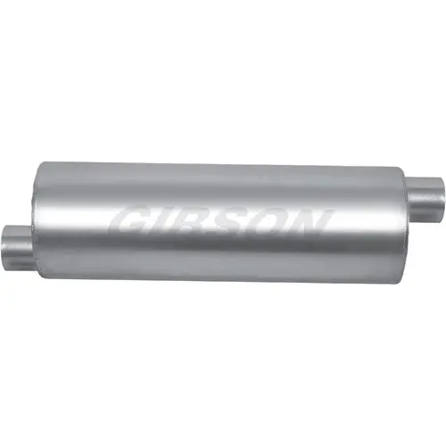 Gibson Exhaust Superflow Stainless Steel Muffler — 6" Round × 19", Offset 2.25" In/Out 1
