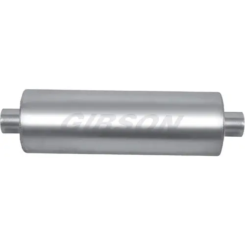 Gibson Exhaust Superflow Stainless Steel Muffler — 8" Round × 24", 2.5" In / 3.0" Out (Center) 1