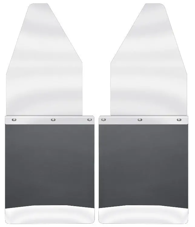 Husky Kickback Mud Flaps For 1988–2016 Ford F-150/F-250/F-350 Super Duty – 12" Wide, Stainless Steel Top & Weight 1