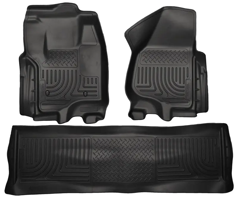 Husky Weatherbeater All-Weather Floor Liners – Front & Rear Seats (2012–2016 Ford Super Duty F-250/F-350/F-450 Crew Cab – Non-Manual Transfer Case, Foot Rest Models Only) 1