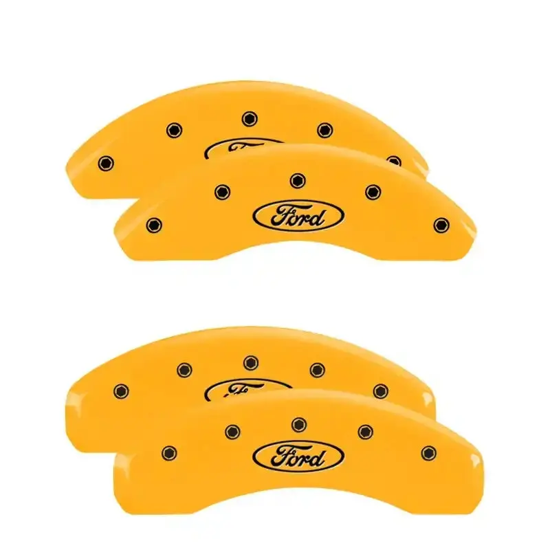 Mgp Engraved 4-Piston Caliper Covers – Front And Rear, Yellow Finish With Black Contrast 1