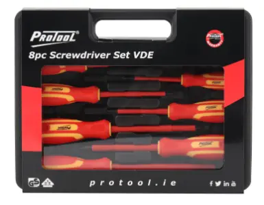 Protool 8-Piece Vde-Certified Insulated Screwdriver Set For Electrical Work 1