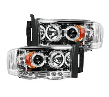 Recon Projector Headlights — Clear/Chrome Finish For 2002–2005 Dodge Ram 1500/2500 1