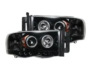 Recon Projector Headlights — Smoked/Black Finish For 2002–2005 Dodge Ram 1500/2500 1