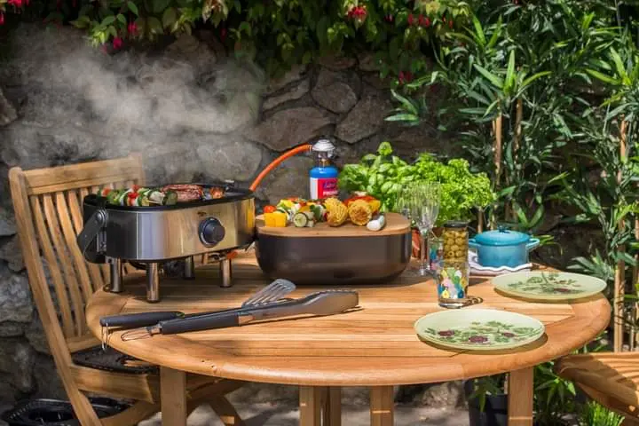 Sahara Mini Cast Iron Gas Grill – Enamel-Coated Cooking Surface, Stainless Steel Frame 1