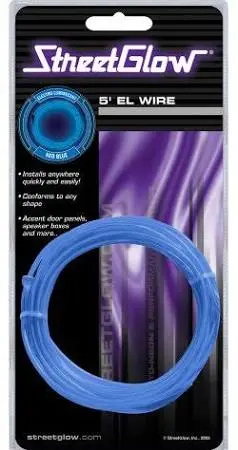 Streetglow 5-Foot Blue El Neon Glow Wire Kit – Flexible Electroluminescent String Light 1