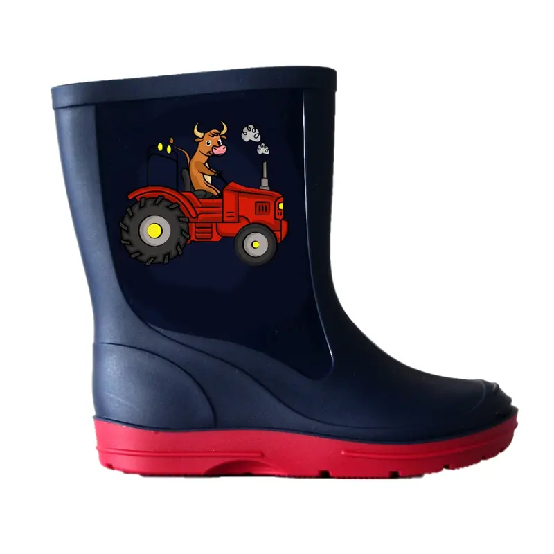 Youth-Sized Waterproof Wellies – Red Design 1