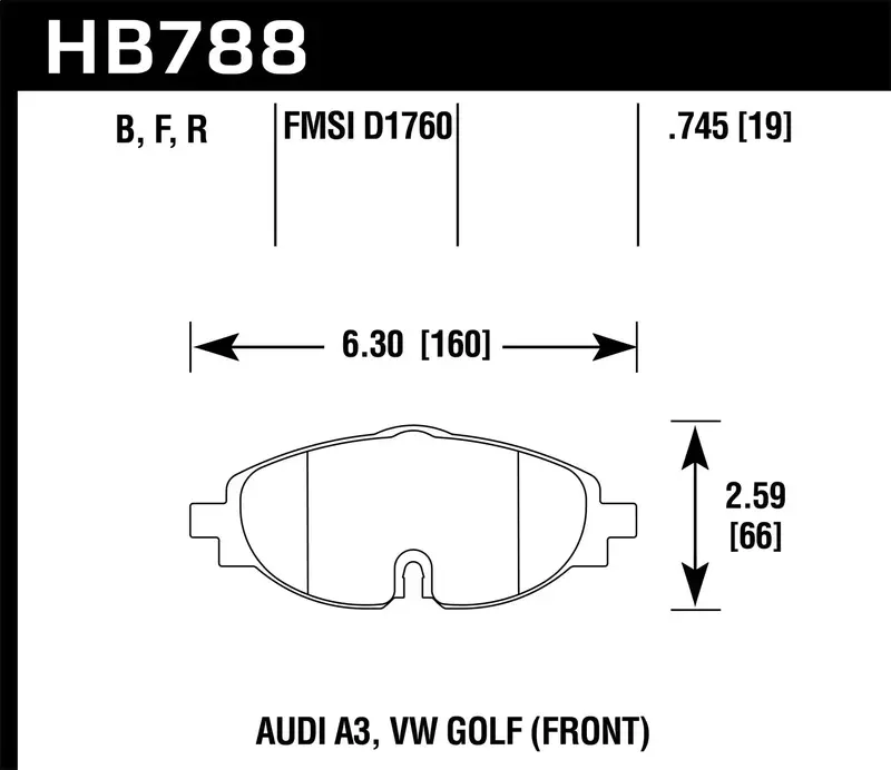 Hawk Hps Front Brake Pads – High-Performance Street Compound (0.745" Thickness) 1