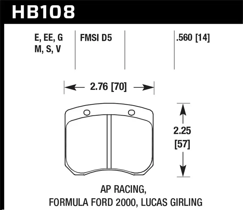 Hawk Performance Dtc-60 Racing Brake Pads – 0.560" Thickness For Ap Racing Ff2000 Calipers 1