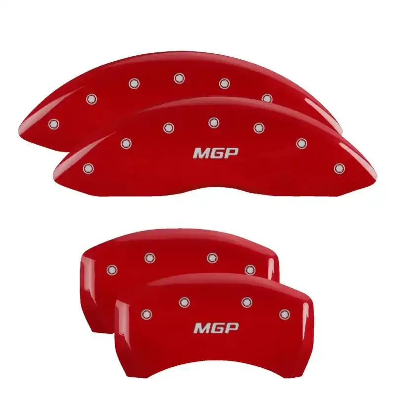 Mgp Engraved 4-Piston Caliper Covers – Front & Rear, Mgp Red Finish With Silver Highlight 1