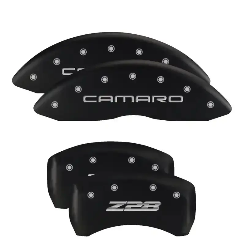 Mgp Engraved Caliper Covers – Front & Rear Set For Mopar Vehicles, Black Base With Silver Accents 1